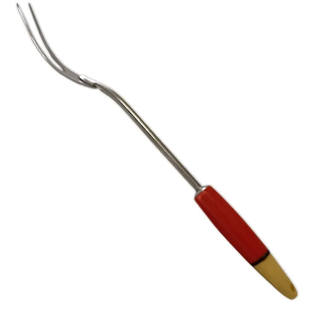 A&J‎ Ecko Serving Fork Vintage Red Yellow Handle Stainless Steel USA Melamine
